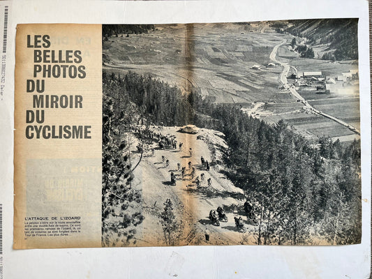 Vintage Cycling Print - Tour de France, Col D’Izoard, Original 1960s