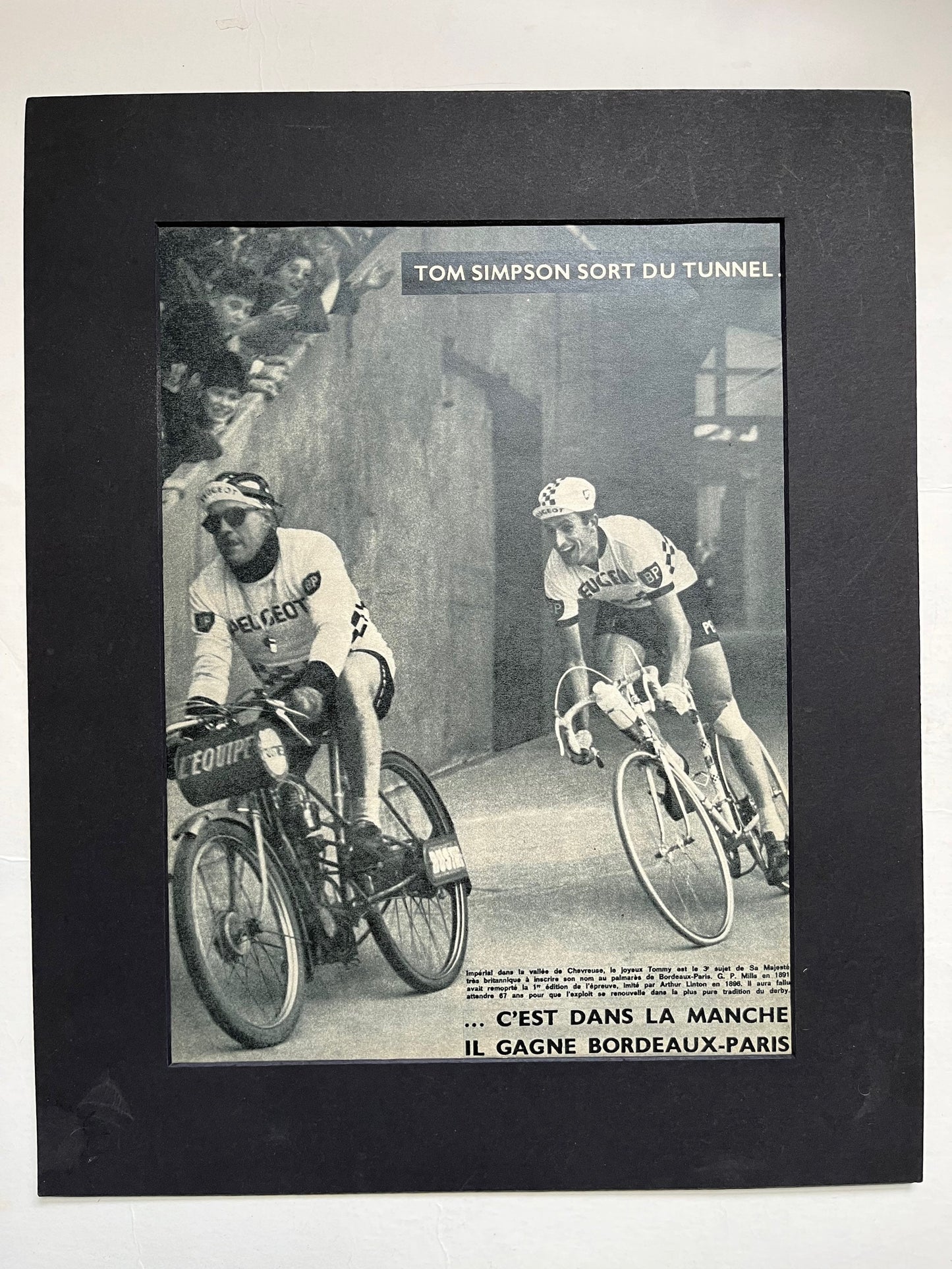 Vintage Cycling Print - Tom Simpson/Peugeot, Bordeaux to Paris, Original c1963