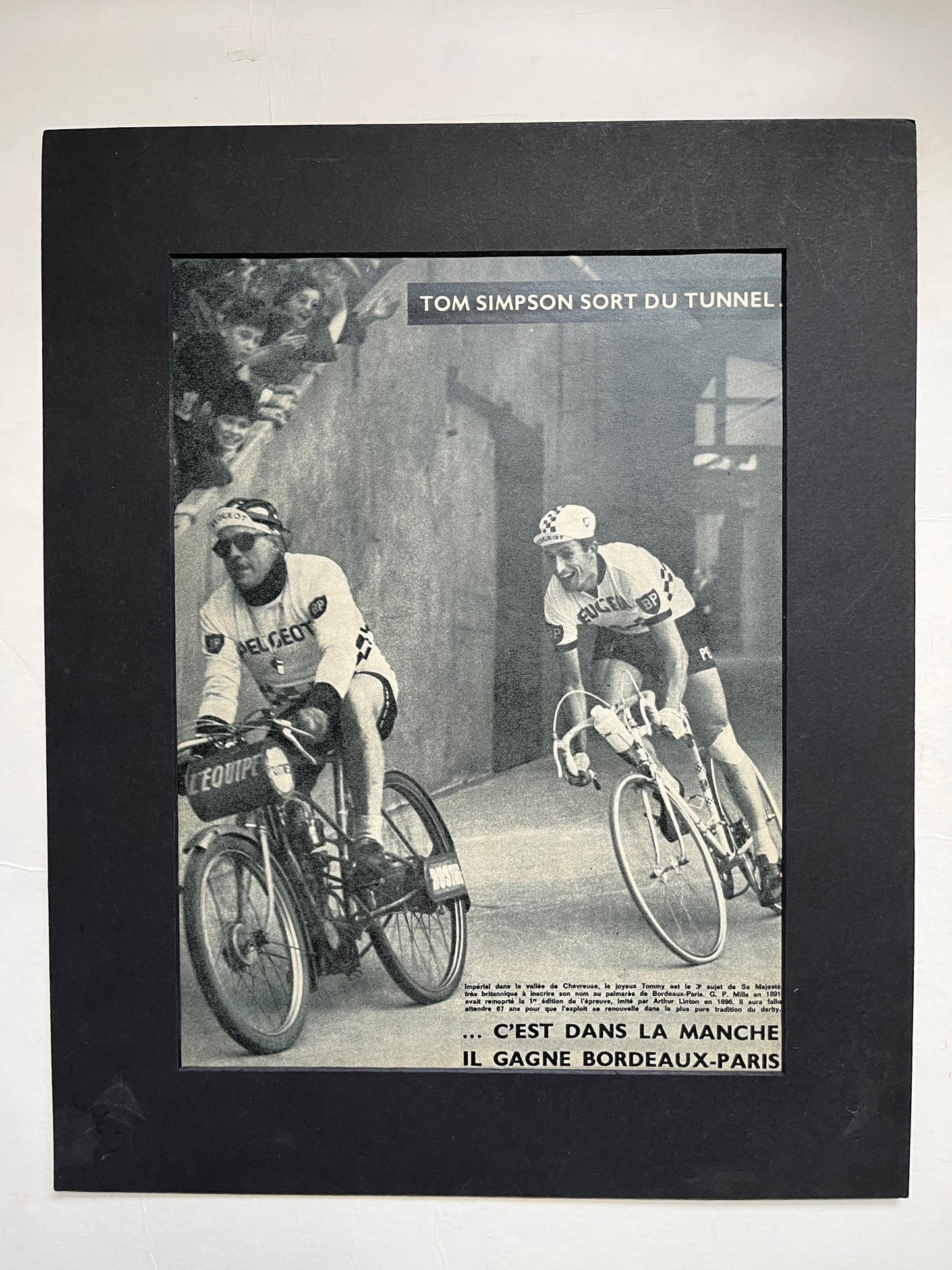 Vintage Cycling Print - Tom Simpson/Peugeot, Bordeaux to Paris, Original c1963