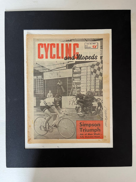 Vintage Cycling Print - Tom Simpson/Peugeot, Isle of Man Victory, Original 1963