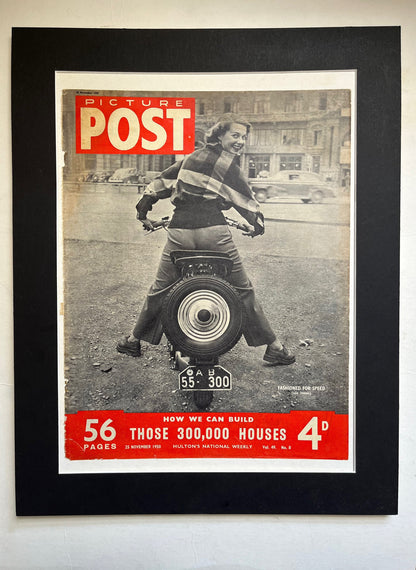 Vintage Magazine Cover -  Picture Post, Scooter Girl Munich, Original 1950