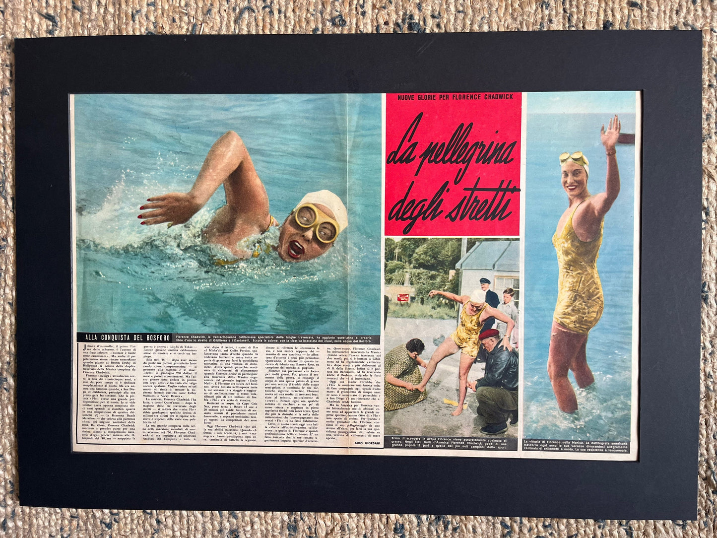 Vintage Italian swimming print c1953 Florence Chadwick