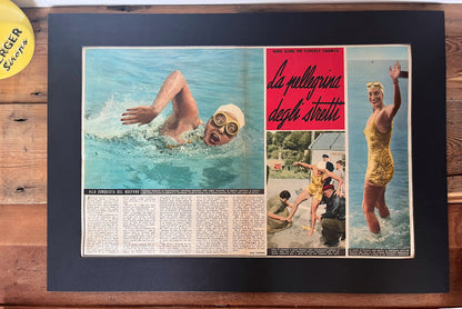 Vintage Italian swimming print c1953 Florence Chadwick