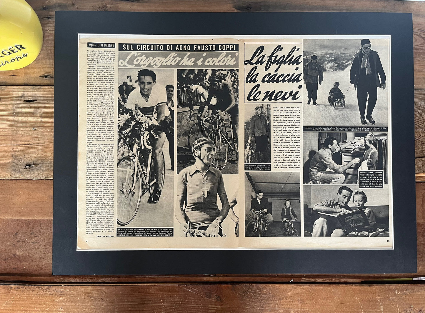 Vintage Cycling Print - Fausto Coppi, Bianchi, Original, 1950s