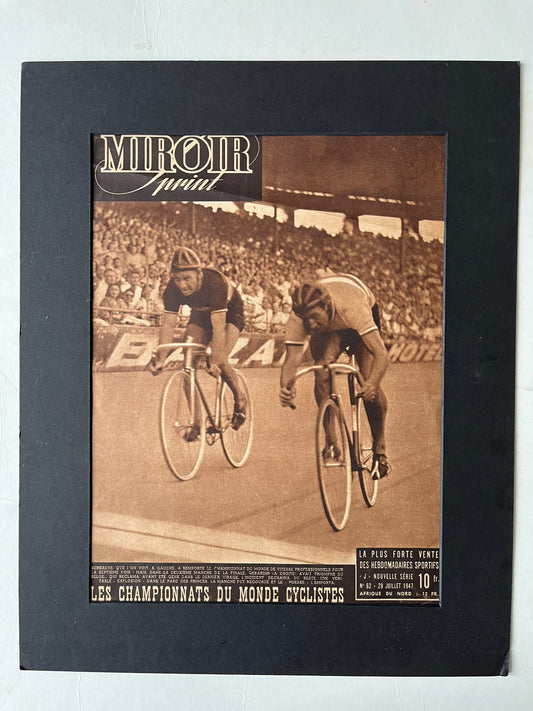 Vintage Track Cycling Print (French) - Pista Scherens/Gerardin Original 1947