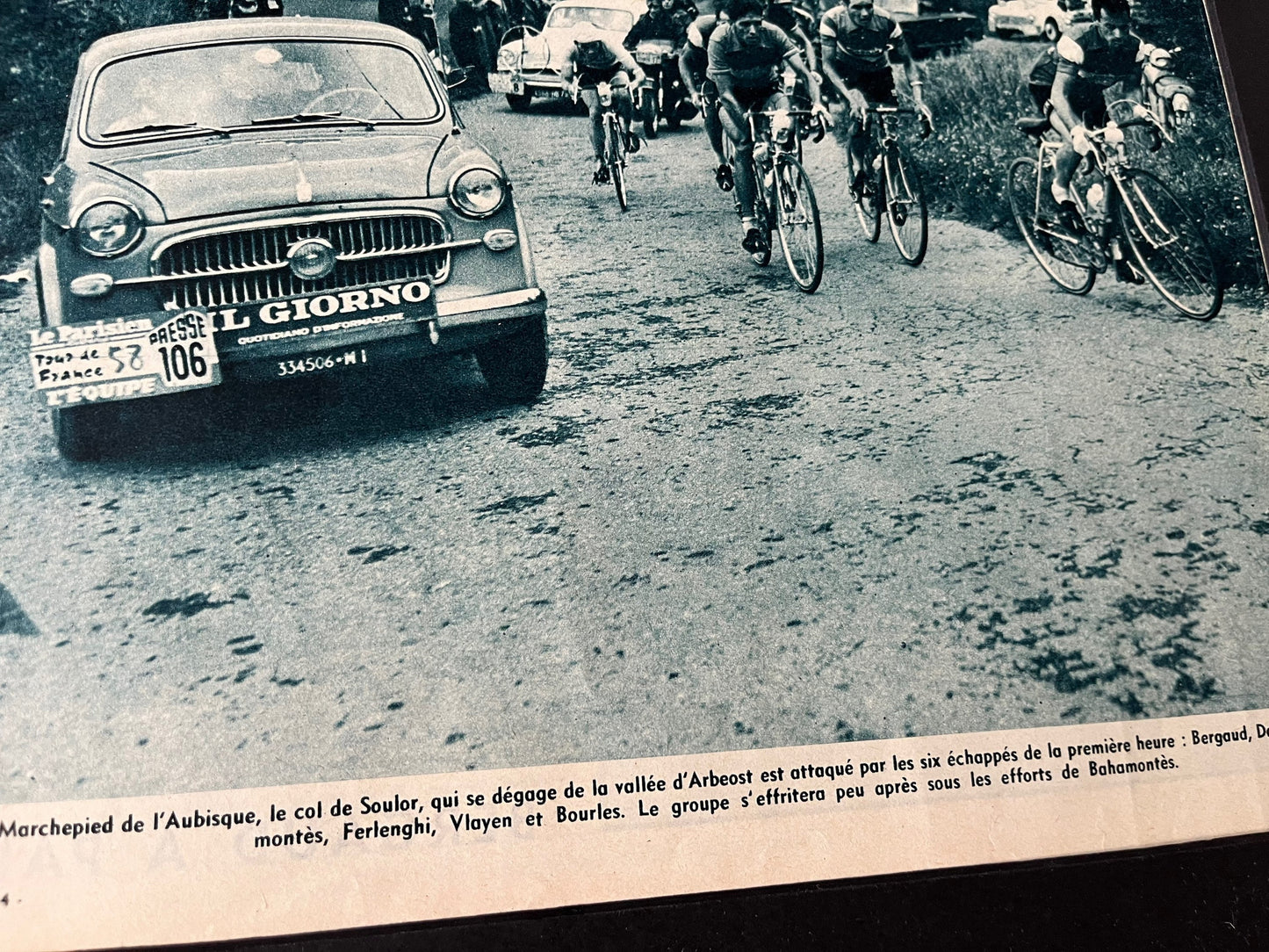 Vintage cycling print - Tour de France Louison Bobet 1950 col d’aubisque