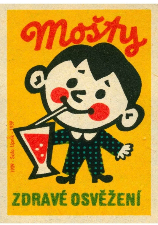 Vintage Czech Advertising Poster - Mosty Orange Juice, 1959