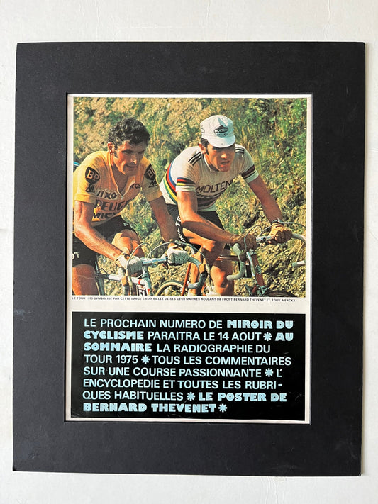 Vintage Cycling Print - Tour de France, Eddy Merckx/Bernard Thevenet,  Original 1974