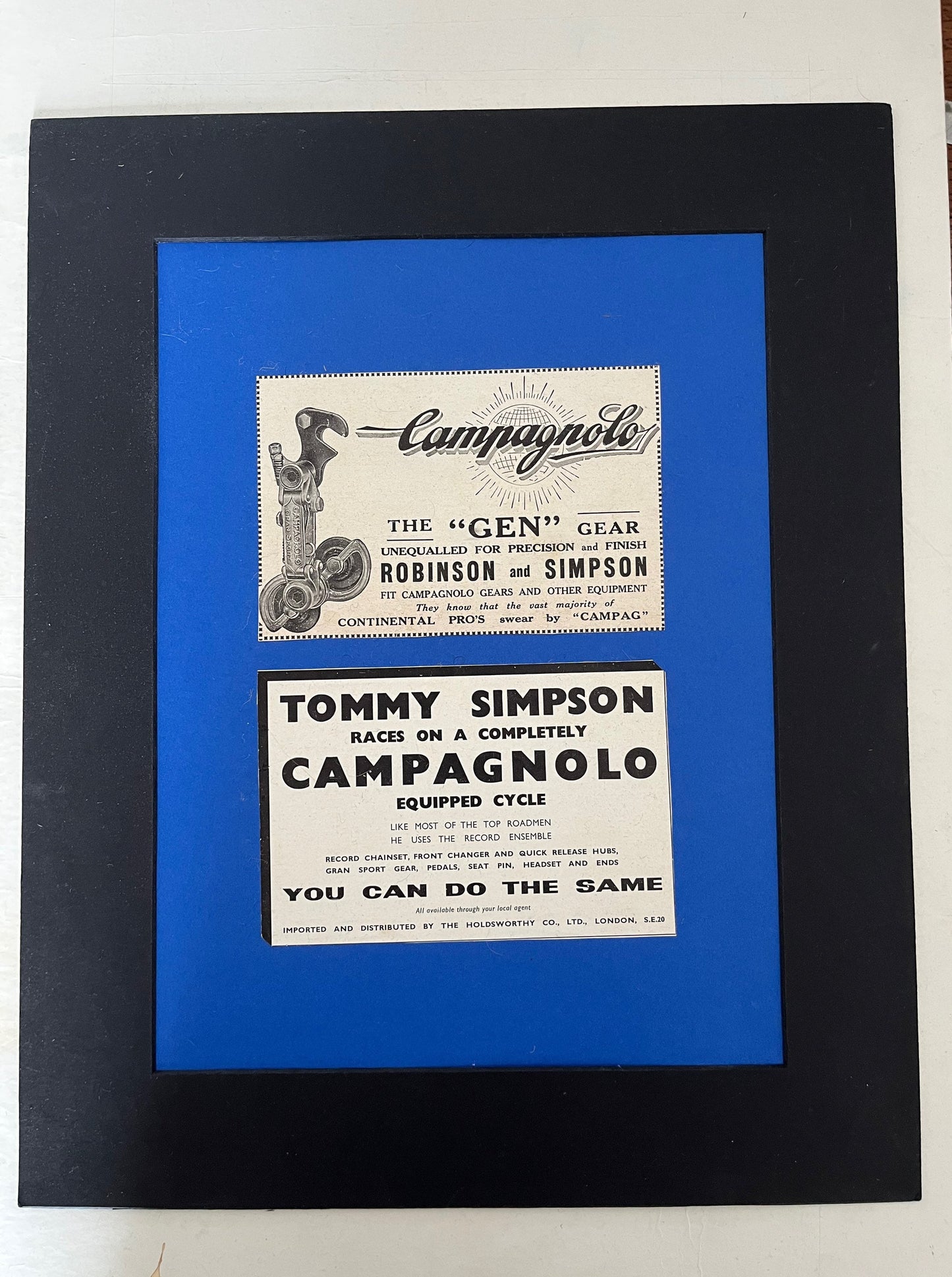 Vintage Cycling Print - Tom Simpson/Campagnolo, Original c1960