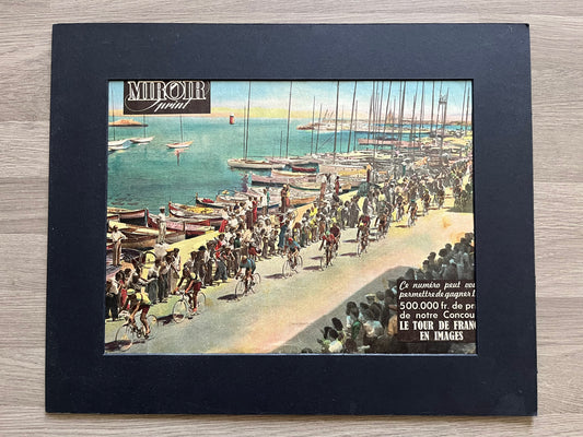 Vintage Tour de France colour cycling print 1949