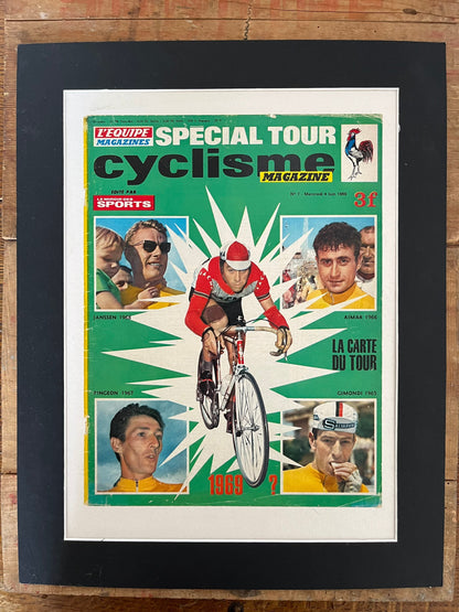 Vintage Cycling Print - Tour de France, Eddy Merckx, Original  c1969