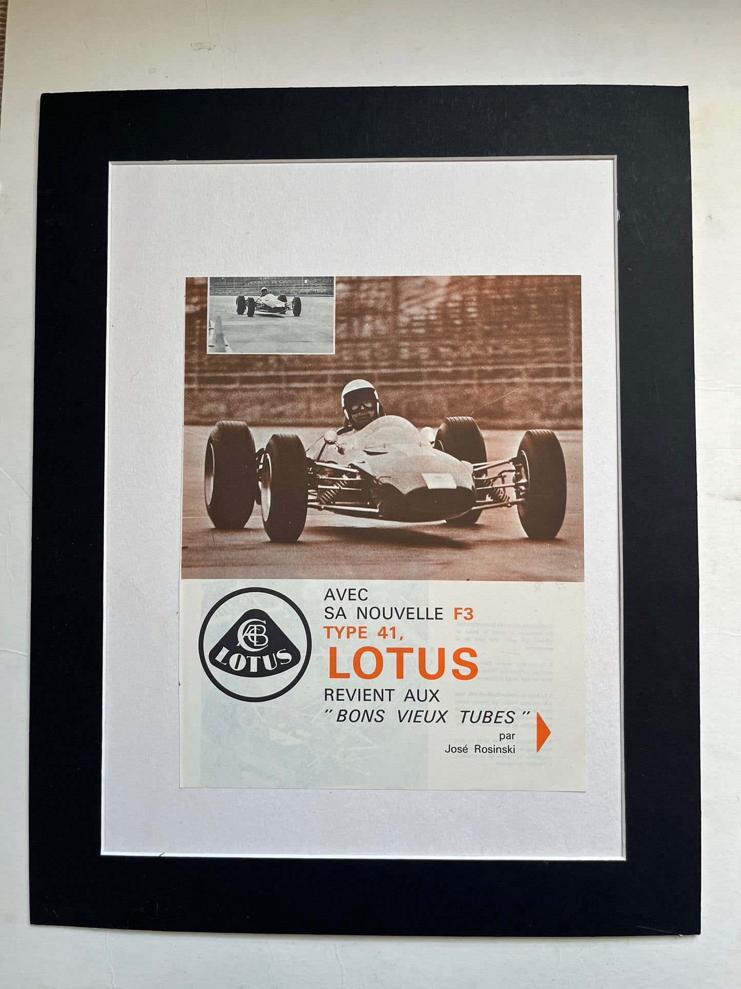 Vintage Magazine Print - Lotus F3 Racing Car French, 1966
