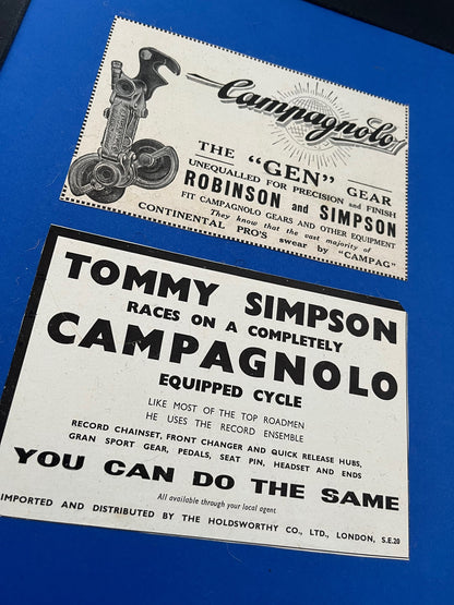 Vintage Cycling Print - Tom Simpson/Campagnolo, Original c1960