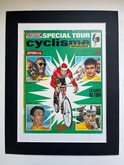 Vintage Cycling Print - Tour de France, Eddy Merckx, Original  c1969