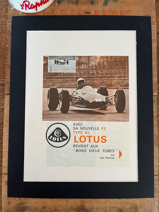 Vintage Magazine Print - Lotus F3 Racing Car French, 1966