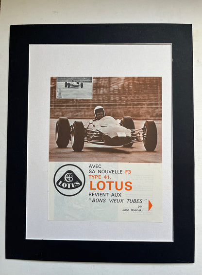 Vintage Magazine Print - Lotus F3 Racing Car French, 1966