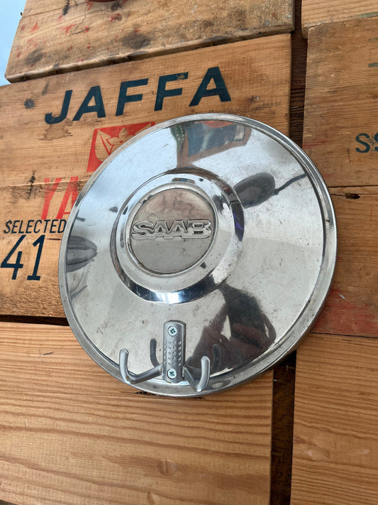 Vintage Saab Hubcap - Re-cycled Coat Hanger/s